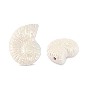 Abalorios de cer&aacute;mica griega DQ conchas Blanco