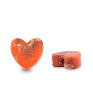Piedras Naturales abalorios coraz&oacute;n Naranja-blanco-marr&oacute;n