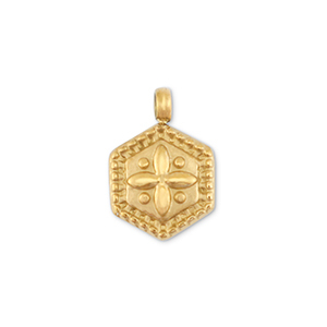 Colgantes Acero Inox pentagrama con flor Dorado