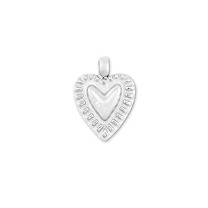 Colgantes Acero Inox coraz&oacute;n Plateado
