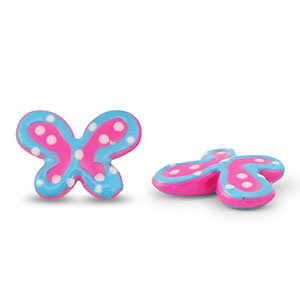 Abalorios acr&iacute;licos mariposa Rosa-azul-blanco