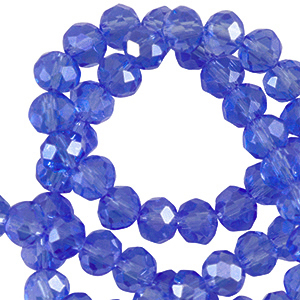 Abalorios faceteados disco 6x4mm Azul real transparente