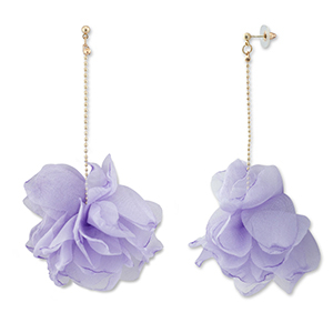 Pendientes Trendy chif&oacute;n flor Lavanda-dorado