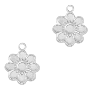 Colgantes Acero Inox flor Plata