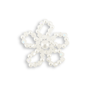 Colgantes llamativos abalorios faceteados & perlas flor Blanco nacar-transparente