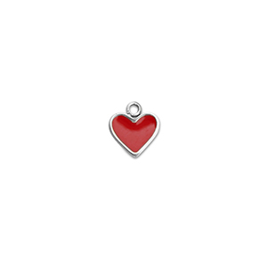 Colgantes Acero Inox coraz&oacute;n Plateado-rojo
