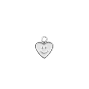 Colgantes Acero Inox coraz&oacute;n con smiley Plateado