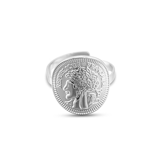 Anillos Acero Inox moneda Plateado