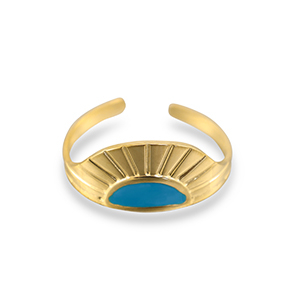 Anillos Acero Inox abanico Dorado-azul