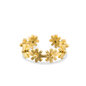 Anillos Acero Inox flor Dorado