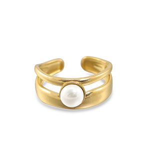 Anillos Acero Inox perla Dorado-blanco