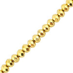 Abalorios faceteados disco 4x3mm Dorado met&aacute;lico