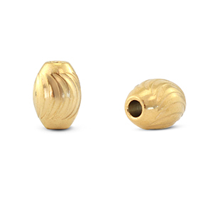 Abalorios de acero inox ovalados Dorado