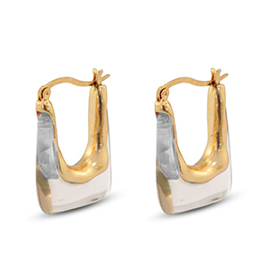 Pendientes resina trendy rect&aacute;ngulo Dorado-transparente