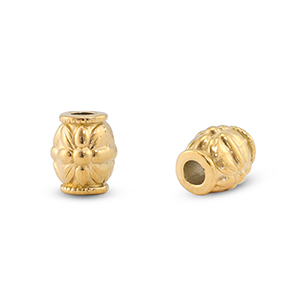 Abalorios de acero inox tubo flor Dorado