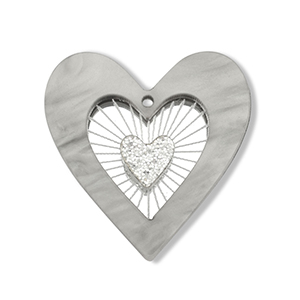 Colgantes llamativos coraz&oacute;n Gris-plateado