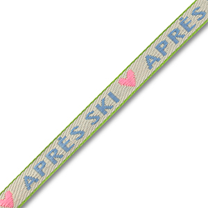 Cinta con texto "Apr&egrave;s ski" Opaco blancuzco-rosa claro-azul-verde