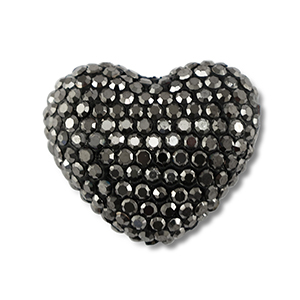 Abalorios bohemios coraz&oacute;n Antracita