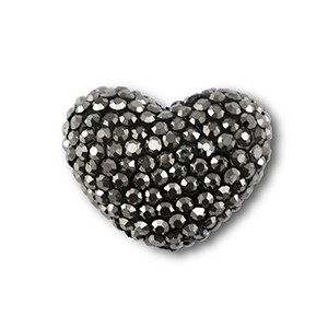 Abalorios bohemios coraz&oacute;n Antracita