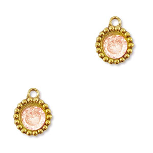 Colgantes Acero Inox zirc&oacute;n redondos Dorado-naranja claro