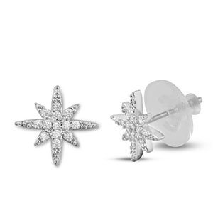 Metal TQ lat&oacute;n pendiente zirconia estrella Plateado