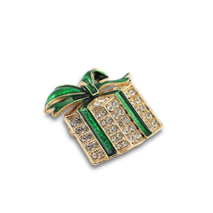 Broches regalo navide&ntilde;o Dorado-verde