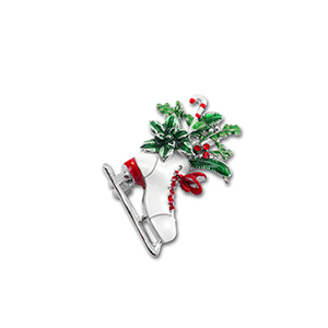 Broches pat&iacute;n con motivos navide&ntilde;os Plateado-blanco-verde