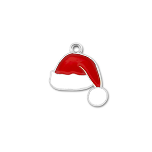 Colgantes met&aacute;licos gorro de pap&aacute; noel Plateado-rojo-blanco