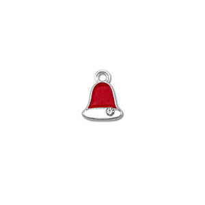Colgantes met&aacute;licos zirconia campana de navidad Plateado-rojo-blanco