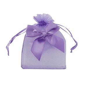 Bolso de organza con lazo P&uacute;rpura