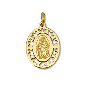 Colgantes Acero Inox &oacute;valo religiosa Dorado