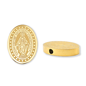 Abalorios Acero Inox &oacute;valo religiosa Dorado