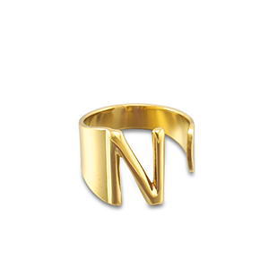 Anillos Acero Inox letra N Dorado