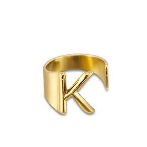 Anillos Acero Inox letra K Dorado