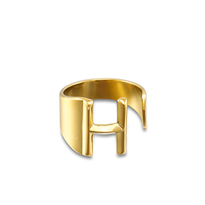 Anillos Acero Inox letra H Dorado