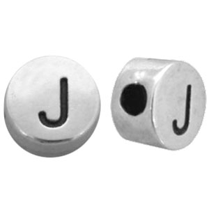 Abalorios letras met&aacute;licos DQ J Plata vieja (sin n&iacute;quel)