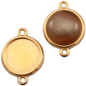 Engaste met&aacute;lico DQ entrepieza para cabuch&oacute;n 12mm Dorado (sin n&iacute;quel)
