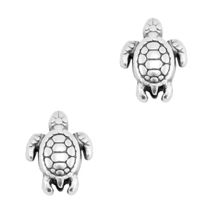 Abalarios met&aacute;licos DQ tortuga Plata vieja (sin n&iacute;quel)