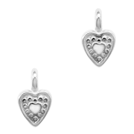 Colgantes met&aacute;licos DQ corazoncito Plata vieja (sin n&iacute;quel)