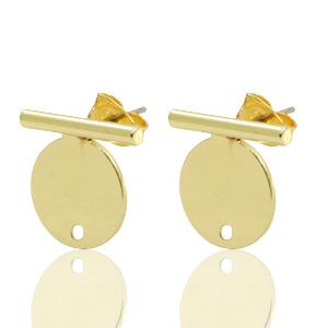 Fornituras met&aacute;licas DQ Pendiente base barra con c&iacute;rculo 20x14mm oro (sin n&iacute;quel)