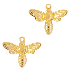 Colgantes met&aacute;licos DQ abeja Dorado (sin n&iacute;quel)