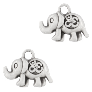 Colgantes met&aacute;licos DQ elefante & Ohm Plata vieja (sin n&iacute;quel)