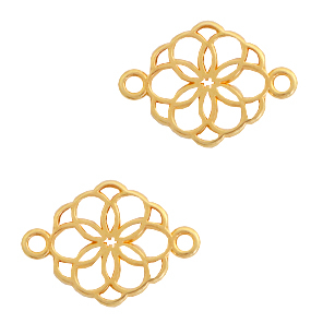 Colgantes met&aacute;licos DQ entrepieza flor Dorado (sin n&iacute;quel)
