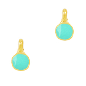 Colgantes met&aacute;licos DQ Verde turqueza-dorado (sin n&iacute;quel)