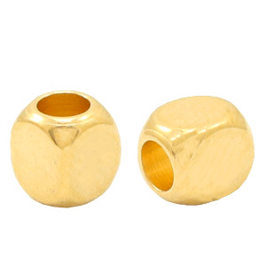 Abalorios met&aacute;licos DQ cubo 3mm Dorado (sin n&iacute;quel)