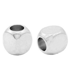 Abalorios met&aacute;licos DQ cubo 2.5mm Plata vieja (sin n&iacute;quel)