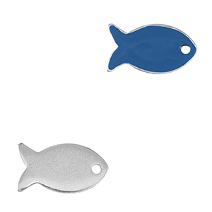Colgantes met&aacute;licos DQ pez Plata vieja-azul cer&uacute;leo (sin n&iacute;quel)