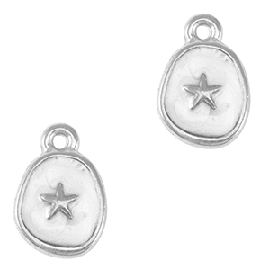 Colgantes met&aacute;licos DQ estrella de mar Plata vieja-blanco nacar (sin n&iacute;quel)