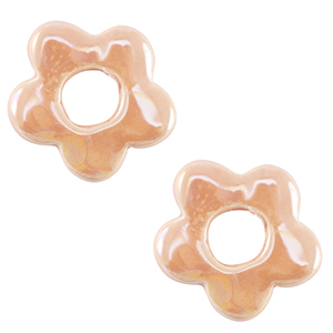 Abalorios de cer&aacute;mica griega DQ flor Rosa rojizo