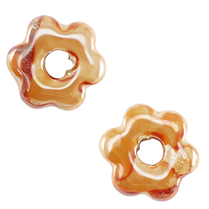 Abalorios de cer&aacute;mica griega DQ flor Naranja